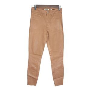 L'AGENCE High- Rise Brown Faux Leather Womens Skinny Pants Size 25